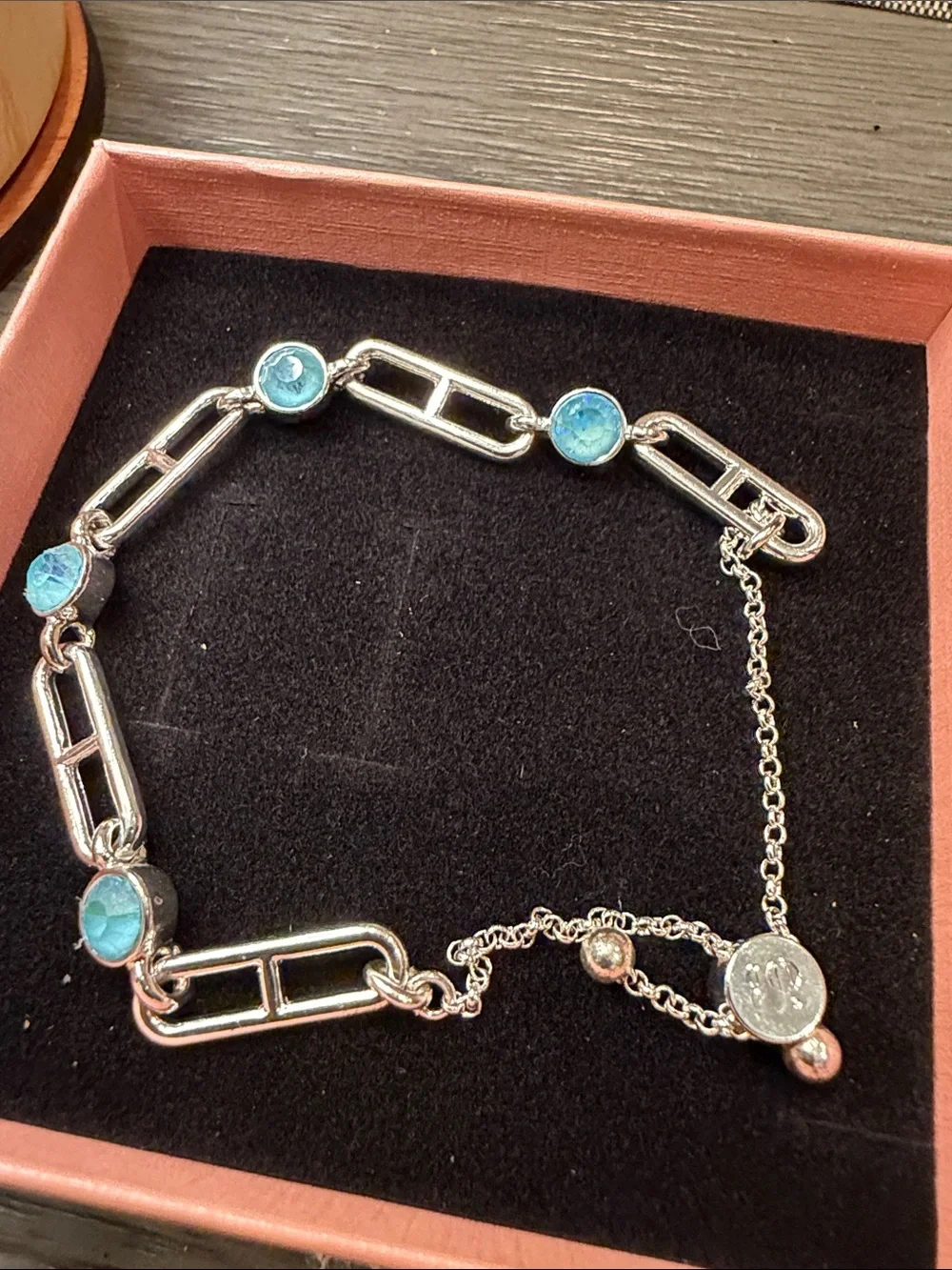 Bomb Party Silver Bracelet with Blue Gemstone Accents - Women Jewelry